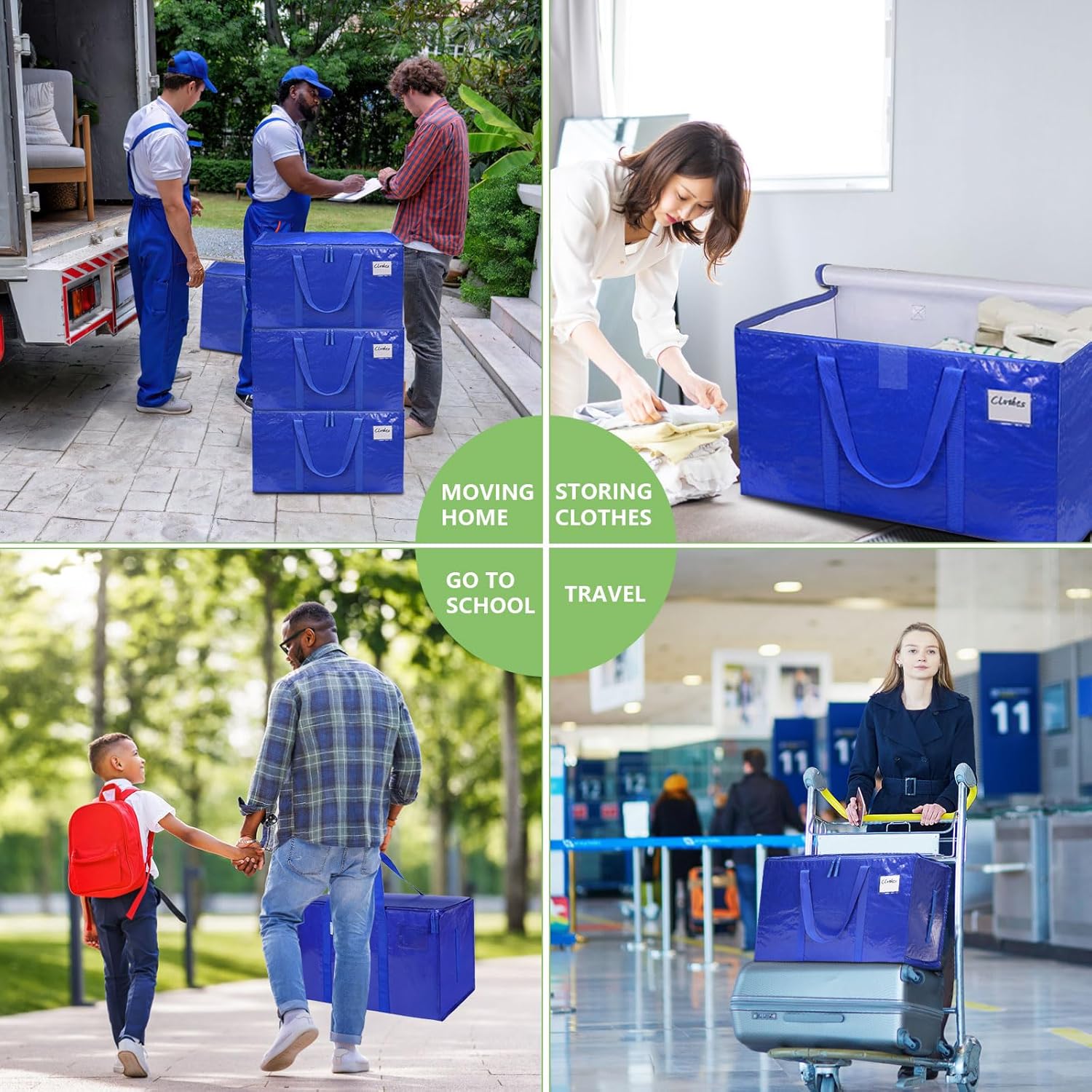 12 - Pack Large 95L Moving Storage Bags with Zippers & Handles for Travel, Camping & Organization - Blue - Home & Garden > Travel > Duffel Bags - Rivercity House & Home Co. (ABN 18 642 972 209) - Affordable Modern Furniture Australia