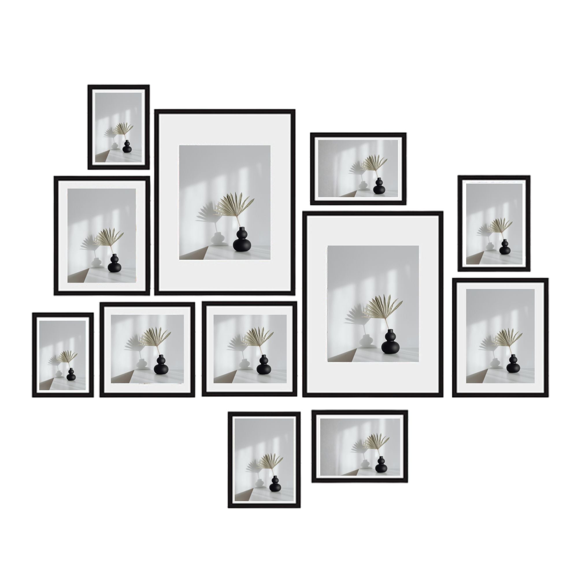 12 Piece Mixed Size Modern Photo Frame Set with Gallery Wall Hooks - Matt Black - Home & Garden > Decor > Picture Frames - Rivercity House & Home Co. (ABN 18 642 972 209) - Affordable Modern Furniture Australia