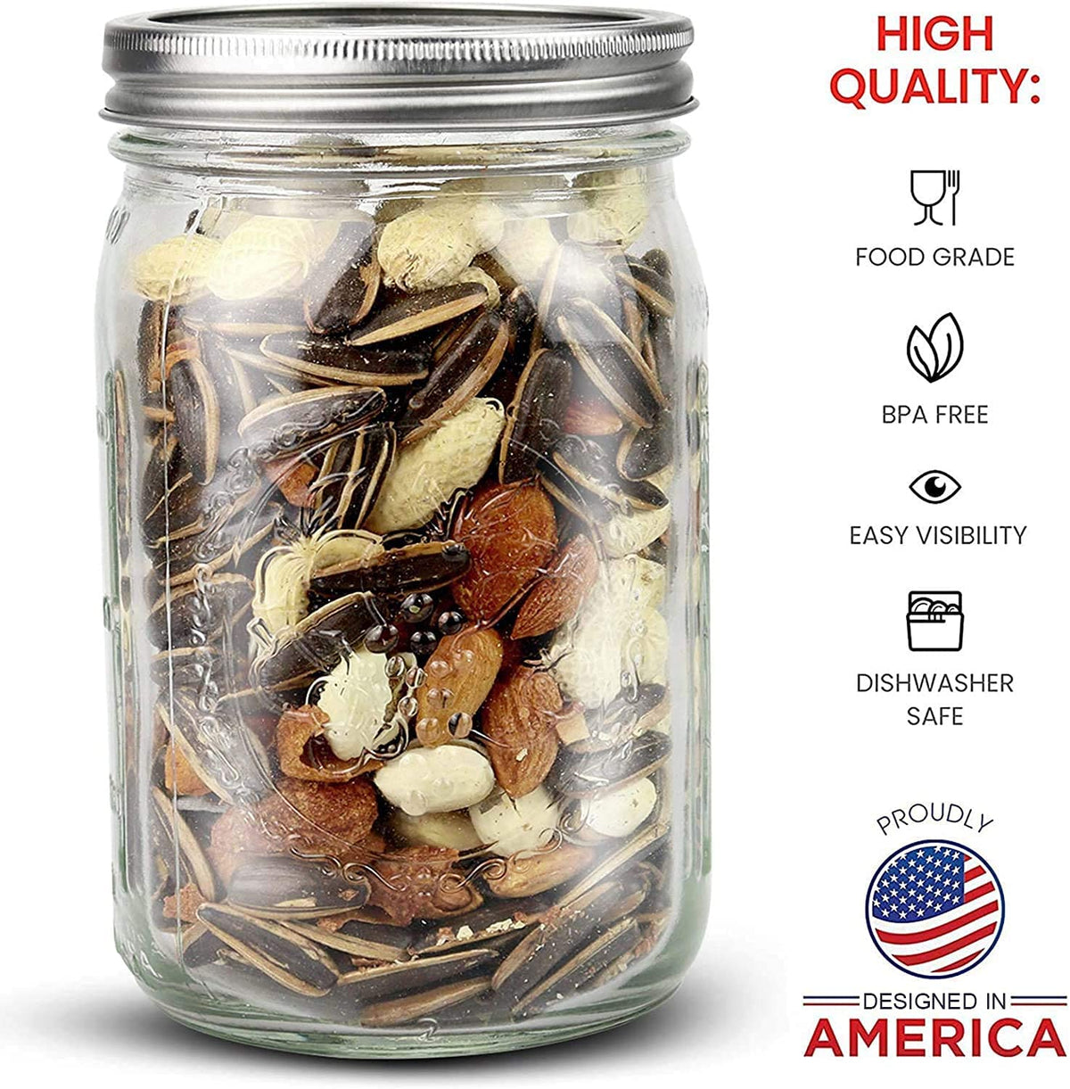 12 Pieces 480ml Mason Jars with Airtight Lids and Labels - Empty Glass Spice Bottles for Canning - Home & Garden > Kitchenware > Food Storage - Rivercity House & Home Co. (ABN 18 642 972 209) - Affordable Modern Furniture Australia