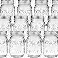 12 Pieces 480ml Mason Jars with Airtight Lids and Labels - Empty Glass Spice Bottles for Canning