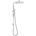 12" Rainfall & Brass Handheld Twin Shower Head Rail Diverter Arm Set - Chrome