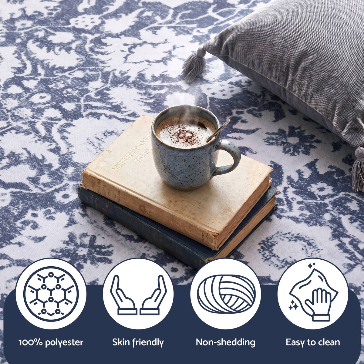 120 cm Round Rug with Pad-Free Dense Dot Anti-Slip Backing for Living Room and Dining Area, Washable Polyester - Home & Garden > Rugs > Round Rugs - Rivercity House & Home Co. (ABN 18 642 972 209) - Affordable Modern Furniture Australia