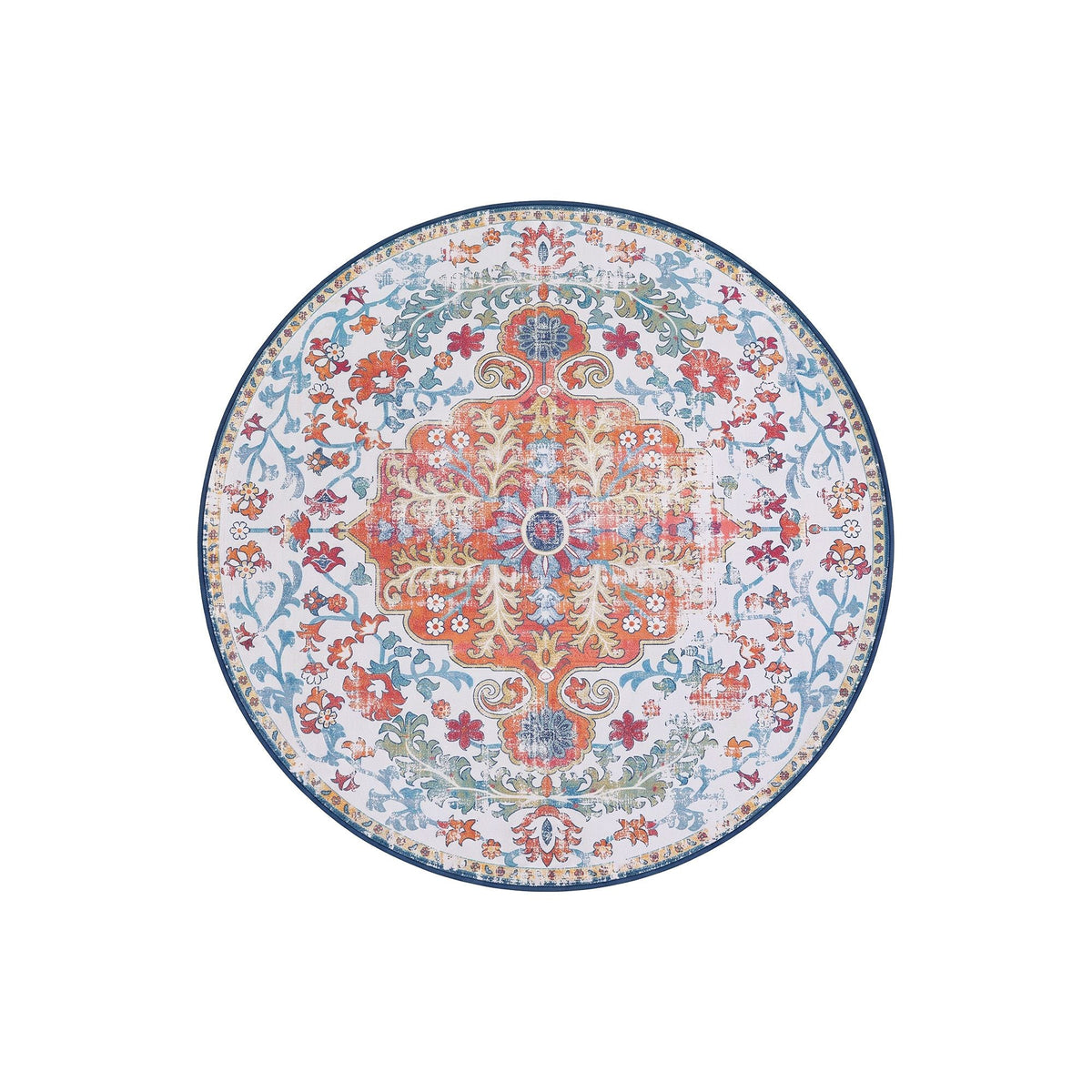120 cm Round Ultra Thin Foldable Area Rug with Silicone Grip for Living Room and Bedroom - Vintage Boho - Home & Garden > Rugs > Round Rugs - Rivercity House & Home Co. (ABN 18 642 972 209) - Affordable Modern Furniture Australia