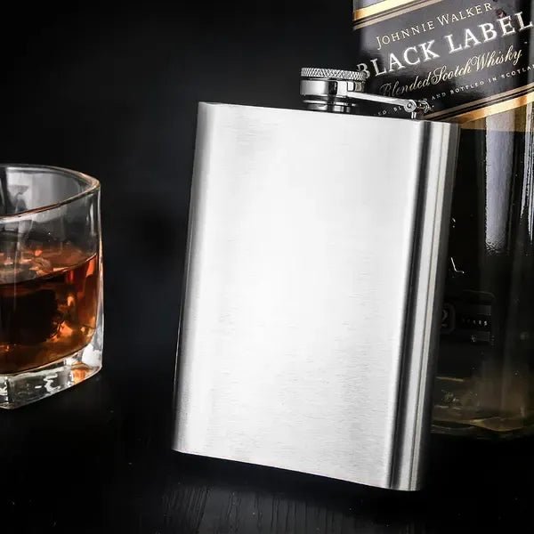 120 ml Stainless Steel Hip Flask with Hinged Screw Cap Leak-Resistant Portable Drink Container for Camping BBQs and Travel - Silver - Home & Garden > Kitchenware > Drinkware - Rivercity House & Home Co. (ABN 18 642 972 209) - Affordable Modern Furniture Australia