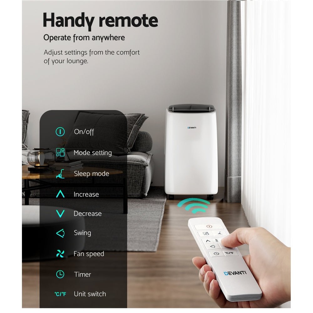 12000BTU Portable Air Conditioner Cooling Mobile Fan Cooler Remote 3300W - Appliances > Air Conditioners > Portable Air Conditioners - Rivercity House & Home Co. (ABN 18 642 972 209) - Affordable Modern Furniture Australia