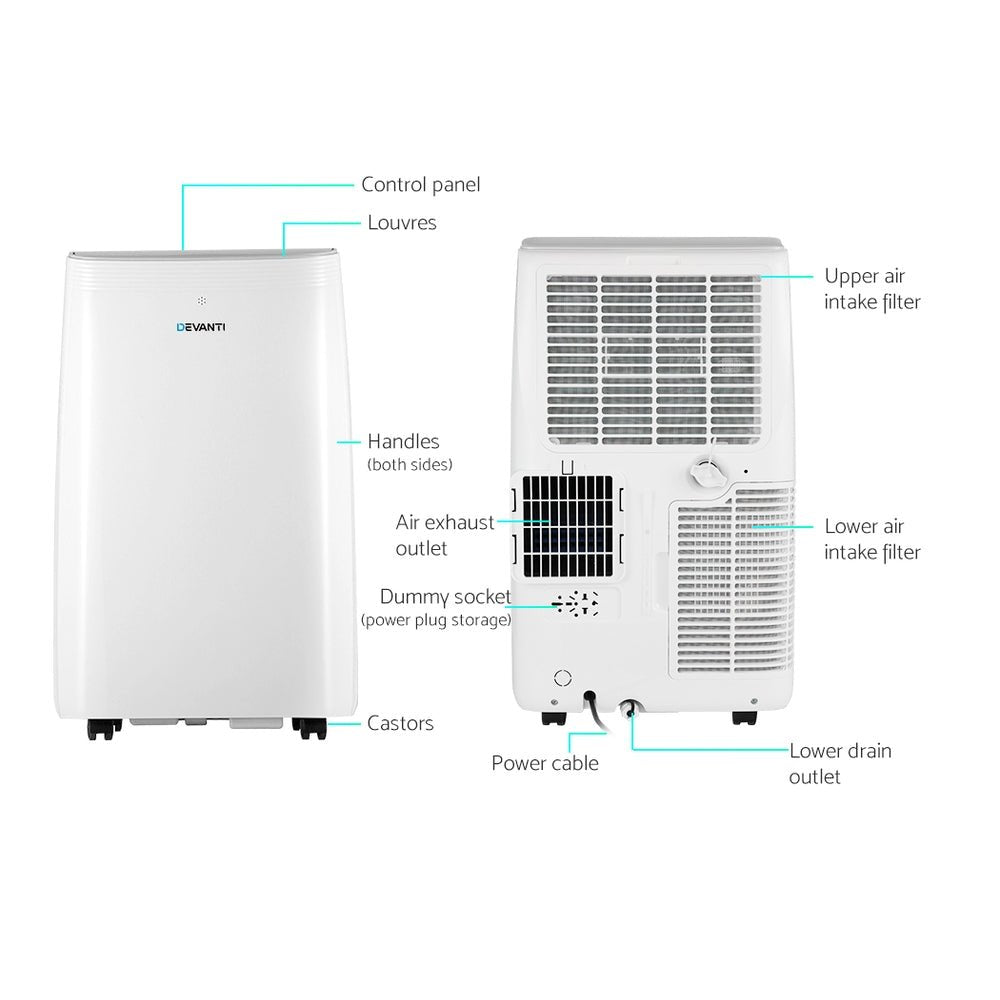 12000BTU Portable Air Conditioner Cooling Mobile Fan Cooler Remote 3300W - Appliances > Air Conditioners > Portable Air Conditioners - Rivercity House & Home Co. (ABN 18 642 972 209) - Affordable Modern Furniture Australia