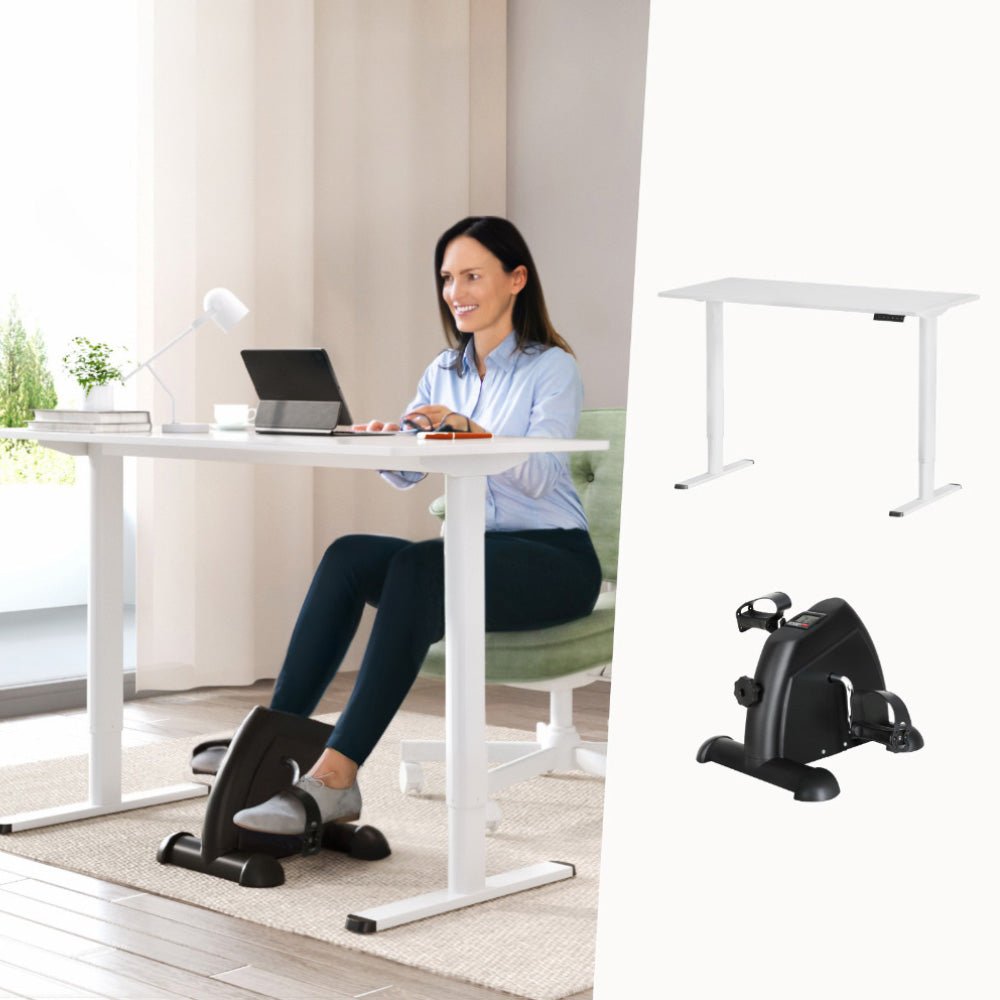 120cm Electric Standing Desk with Mini Peal Exercise Bike Home Office - Furniture > Office > Office & Desk Chairs - Rivercity House & Home Co. (ABN 18 642 972 209) - Affordable Modern Furniture Australia