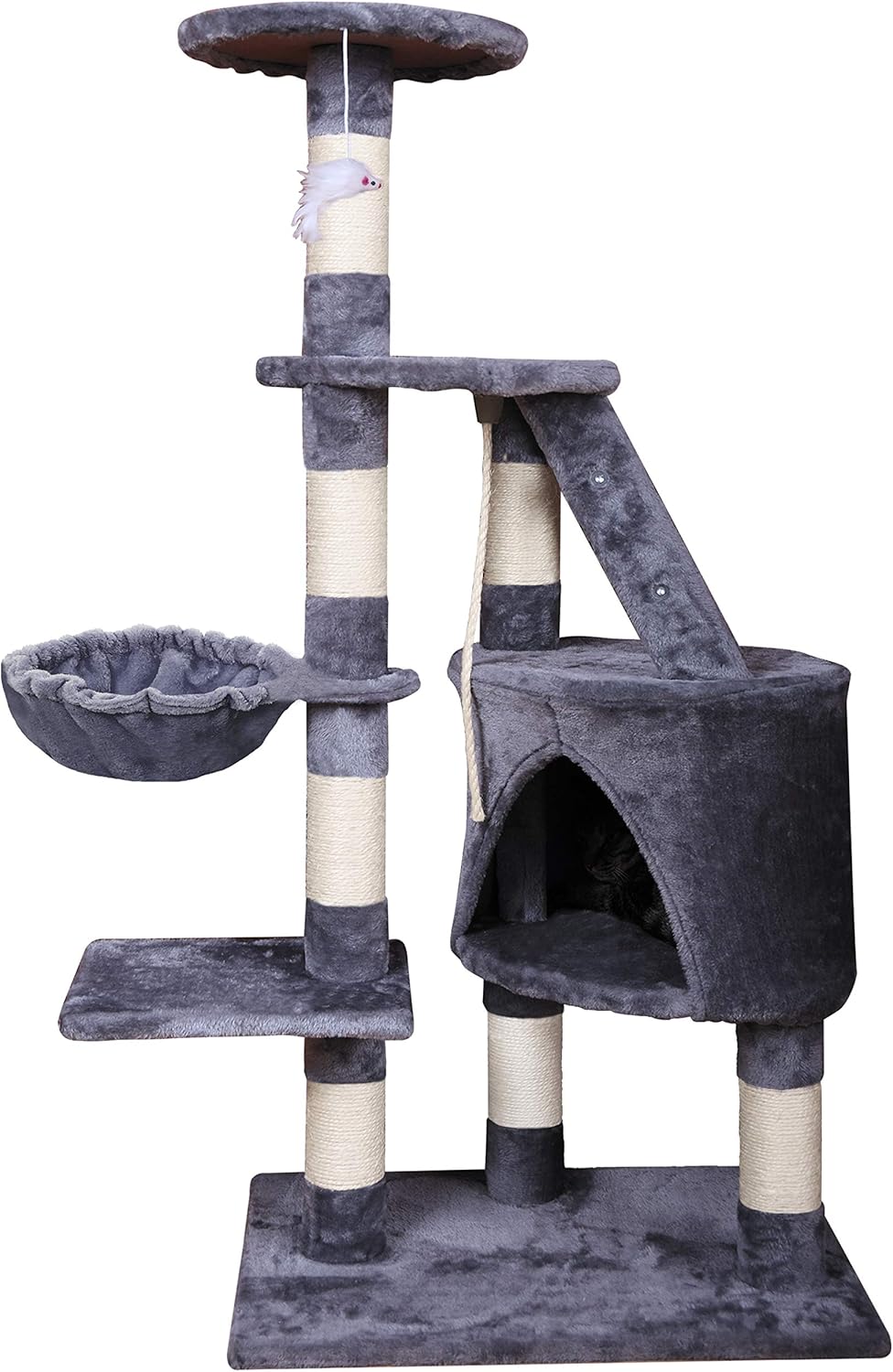 120cm Indoor Cat Tree with Condo, Hammock & Plush Perch for Kittens & Adult Cats - Neutral - Home & Garden > Artificial Plants > Artificial Trees - Rivercity House & Home Co. (ABN 18 642 972 209) - Affordable Modern Furniture Australia