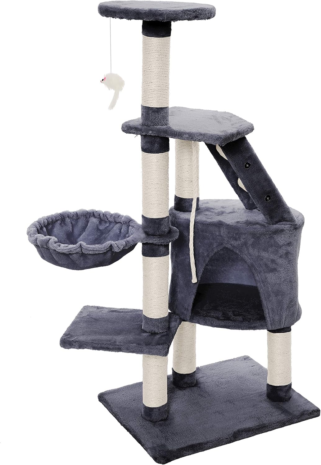120cm Indoor Cat Tree with Condo, Hammock & Plush Perch for Kittens & Adult Cats - Neutral - Home & Garden > Artificial Plants > Artificial Trees - Rivercity House & Home Co. (ABN 18 642 972 209) - Affordable Modern Furniture Australia