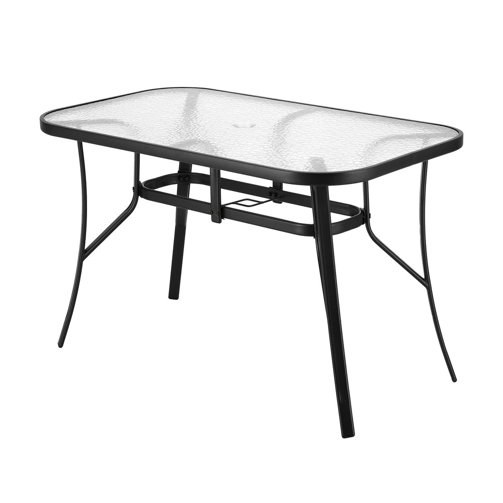120CM Outdoor Dining Table Steel Parasol Hole Desk Patio Furniture Black - Furniture > Outdoor > Outdoor Tables - Rivercity House & Home Co. (ABN 18 642 972 209) - Affordable Modern Furniture Australia