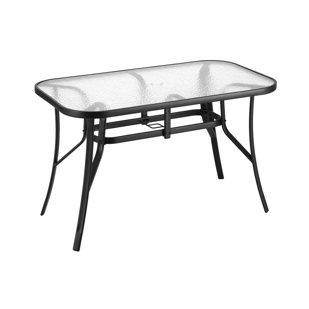 120CM Outdoor Dining Table Steel Parasol Hole Desk Patio Furniture Black - Furniture > Outdoor > Outdoor Tables - Rivercity House & Home Co. (ABN 18 642 972 209) - Affordable Modern Furniture Australia