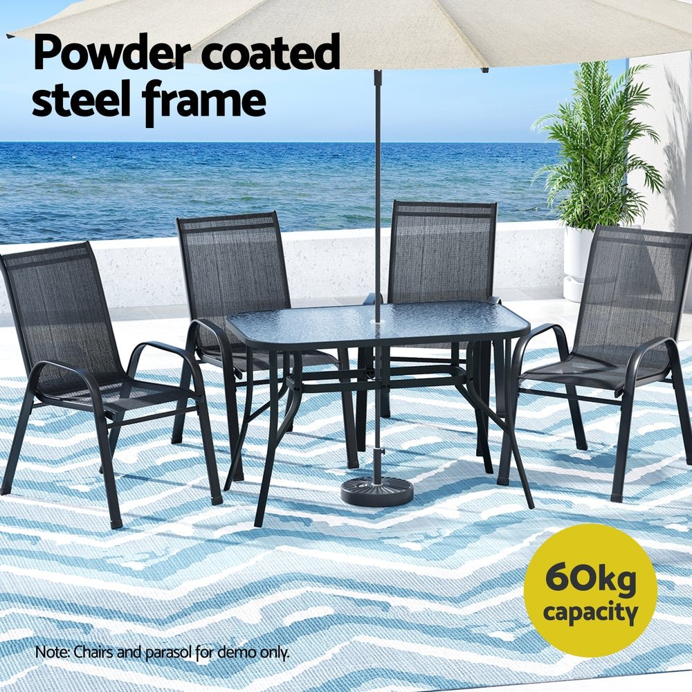 120CM Outdoor Dining Table Steel Parasol Hole Desk Patio Furniture Black - Furniture > Outdoor > Outdoor Tables - Rivercity House & Home Co. (ABN 18 642 972 209) - Affordable Modern Furniture Australia