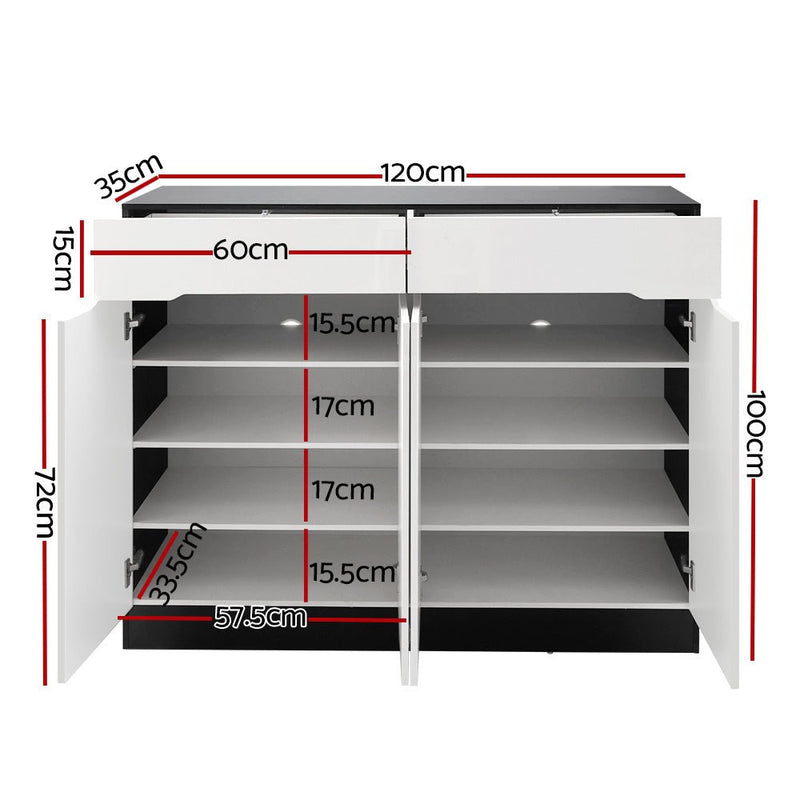 120cm Shoe Cabinet Storage Rack High Gloss Front - Rivercity House & Home Co. (ABN 18 642 972 209) - Affordable Modern Furniture Australia