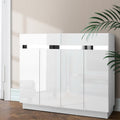 120cm Shoe Cabinet Storage Rack High Gloss Front White