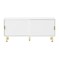 120cm TV Cabinet Entertainment Unit with Storage and Anti-Tip Device - White & Gold
