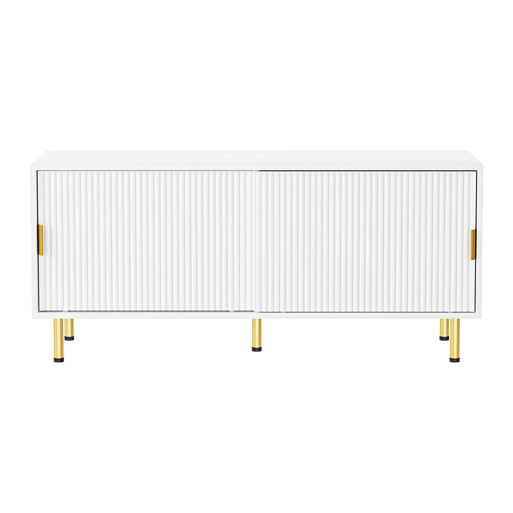 120cm TV Cabinet Entertainment Unit with Storage and Anti - Tip Device - White & Gold - Rivercity House & Home Co. (ABN 18 642 972 209) - Affordable Modern Furniture Australia