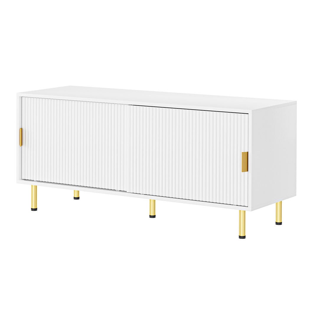 120cm TV Cabinet Entertainment Unit with Storage and Anti - Tip Device - White & Gold - Rivercity House & Home Co. (ABN 18 642 972 209) - Affordable Modern Furniture Australia