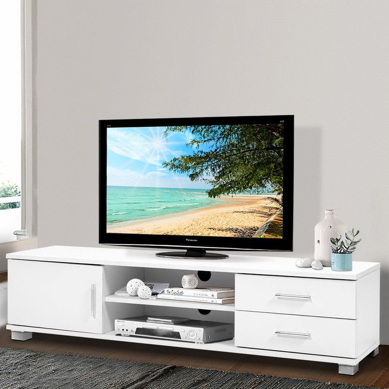 120cm TV Entertainment Unit With Drawers (White) - Rivercity House & Home Co. (ABN 18 642 972 209) - Affordable Modern Furniture Australia