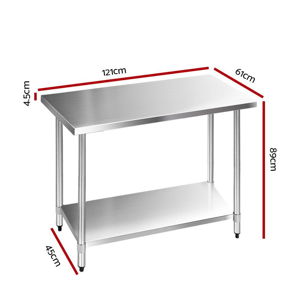 1219x610mm Stainless Steel Kitchen Bench 304 - Furniture > Dining > Kitchen Sinks - Rivercity House & Home Co. (ABN 18 642 972 209) - Affordable Modern Furniture Australia