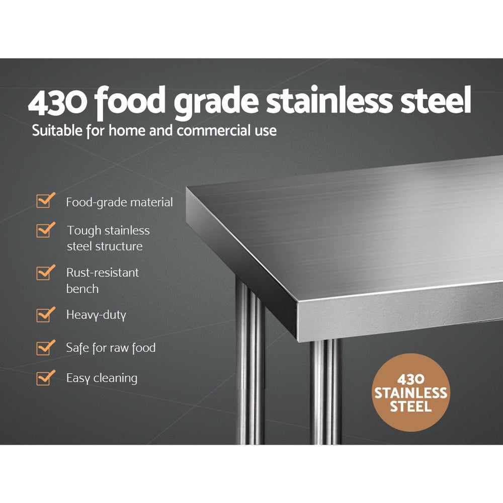 1219x610mm Stainless Steel Kitchen Bench 430 - Furniture > Dining > Kitchen Sinks - Rivercity House & Home Co. (ABN 18 642 972 209) - Affordable Modern Furniture Australia