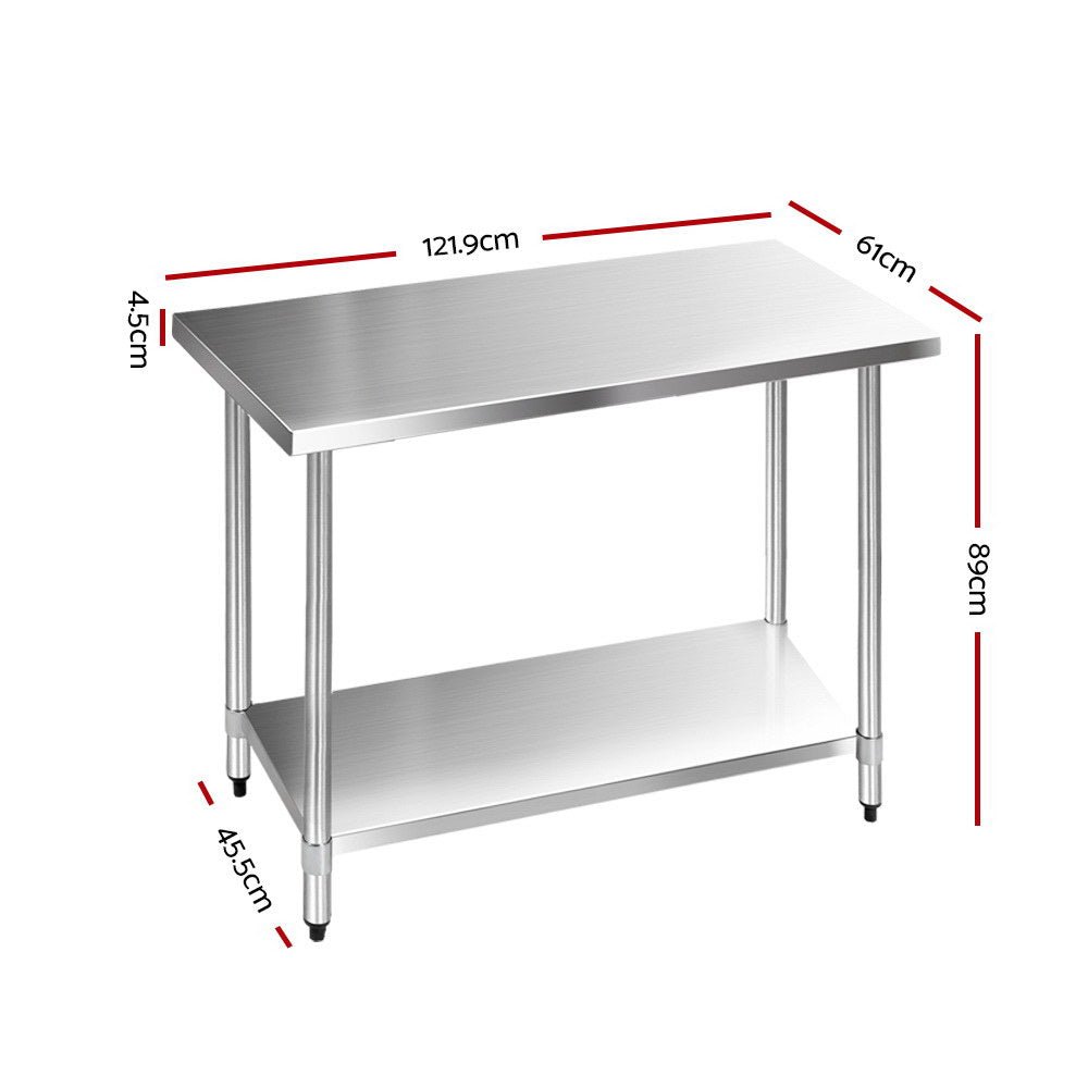 1219x610mm Stainless Steel Kitchen Bench 430 - Furniture > Dining > Kitchen Sinks - Rivercity House & Home Co. (ABN 18 642 972 209) - Affordable Modern Furniture Australia