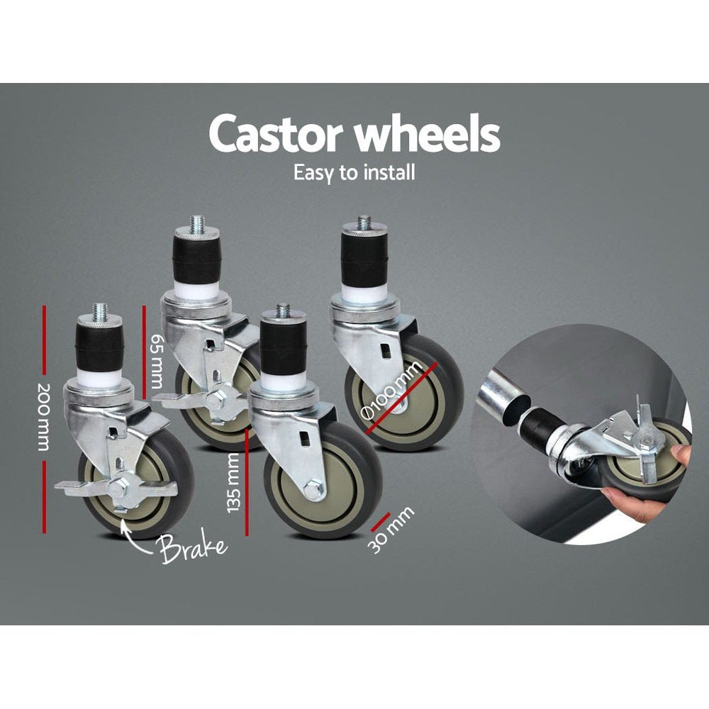 1219x610mm Stainless Steel Kitchen Bench with Wheels 304 - Furniture > Dining > Kitchen Sinks - Rivercity House & Home Co. (ABN 18 642 972 209) - Affordable Modern Furniture Australia