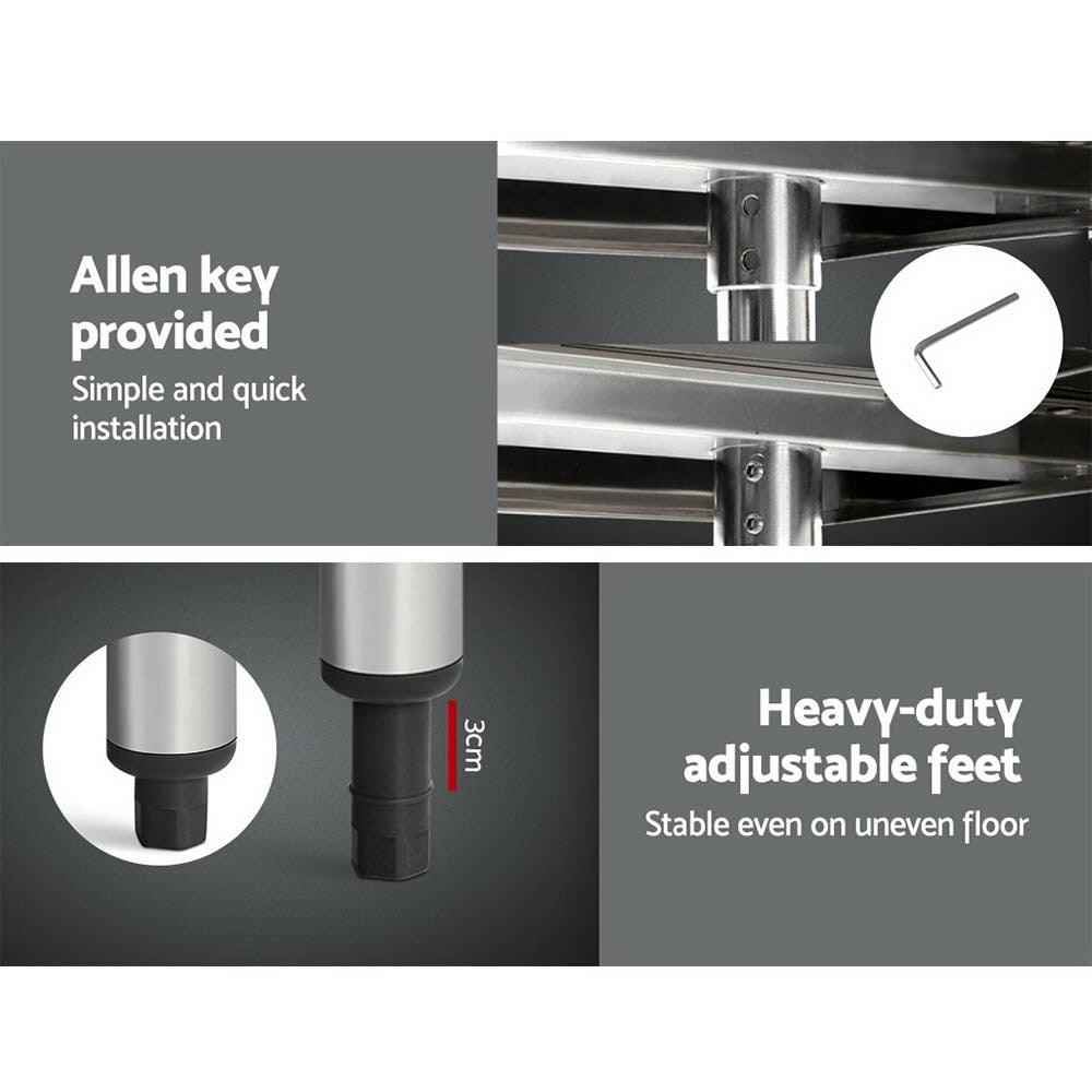 1219x610mm Stainless Steel Kitchen Bench with Wheels 430 - Furniture > Dining > Kitchen Sinks - Rivercity House & Home Co. (ABN 18 642 972 209) - Affordable Modern Furniture Australia