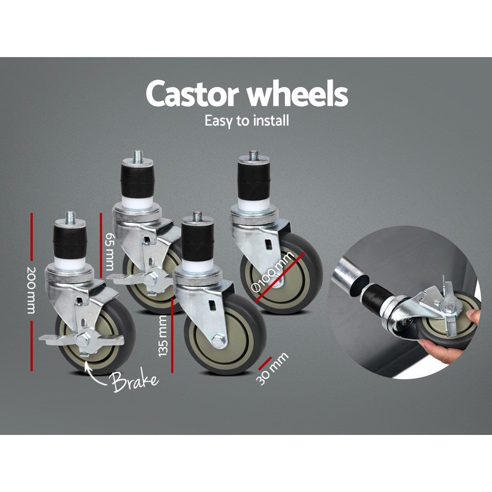 1219x610mm Stainless Steel Kitchen Bench with Wheels 430 - Furniture > Dining > Kitchen Sinks - Rivercity House & Home Co. (ABN 18 642 972 209) - Affordable Modern Furniture Australia