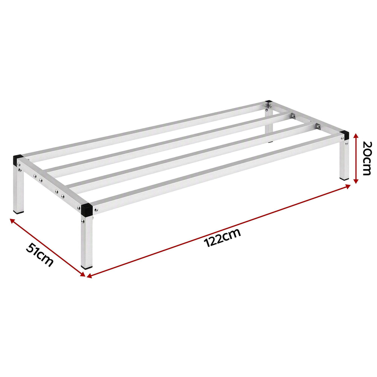 122x51x20cm Heavy Duty Aluminum Dunnage Rack Kitchen Storage Platform - Silver - Tools > Tools Storage > Wall Storage Racks - Rivercity House & Home Co. (ABN 18 642 972 209) - Affordable Modern Furniture Australia