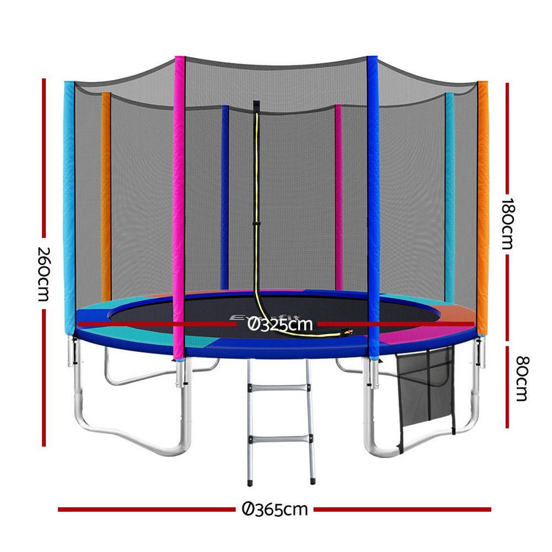 12FT Trampoline With Safety Net Enclosure (Multi - coloured) - Rivercity House & Home Co. (ABN 18 642 972 209) - Affordable Modern Furniture Australia