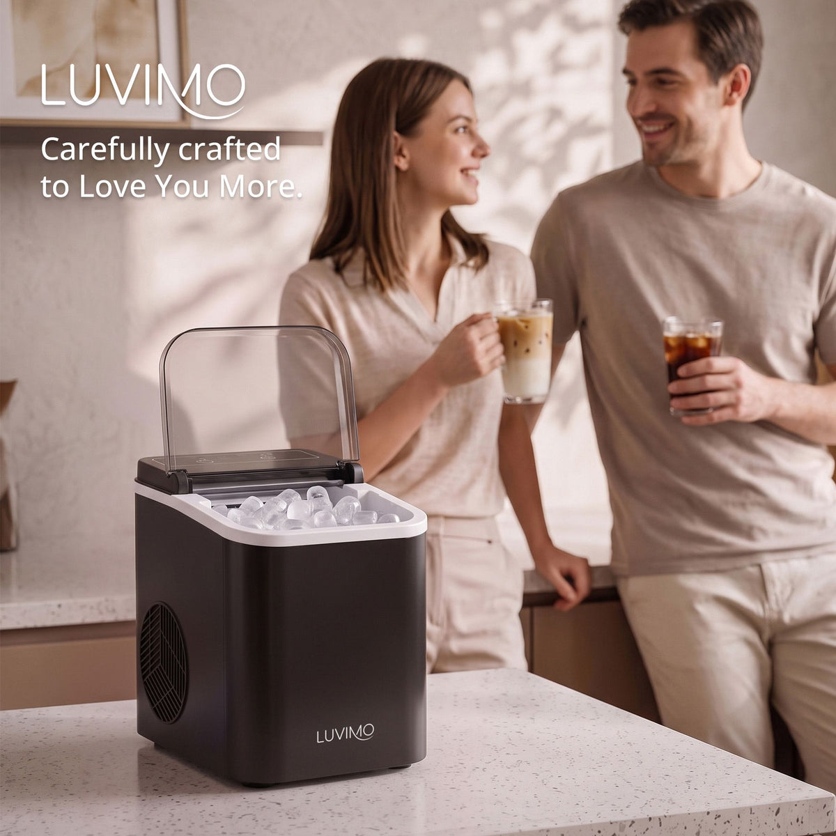 12kg Countertop Ice Maker Machine with Full Open Cover for Deep Cleaning - Black - Appliances > Kitchen Appliances > Ice Makers - Rivercity House & Home Co. (ABN 18 642 972 209) - Affordable Modern Furniture Australia