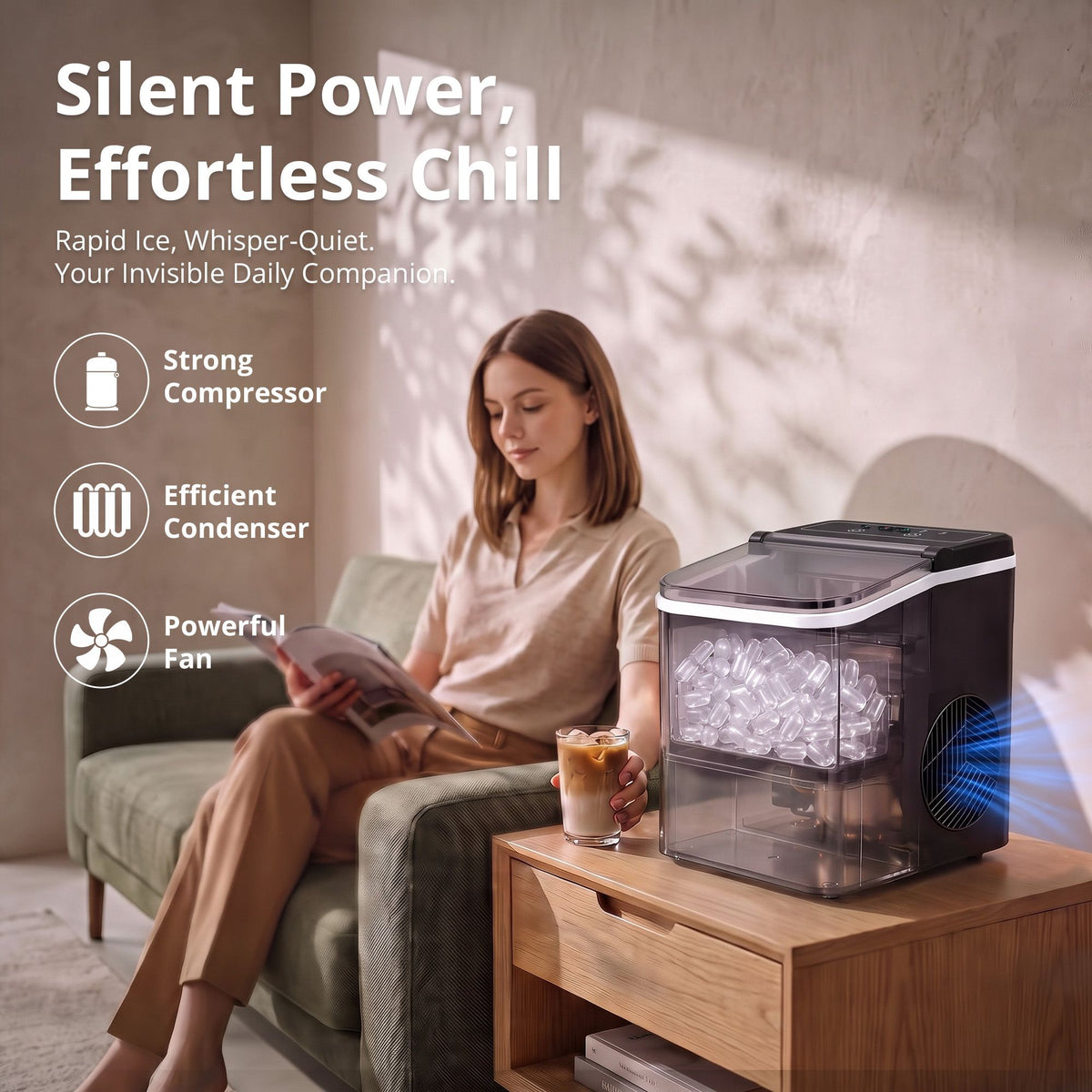 12kg Countertop Ice Maker Machine with Full Open Cover for Deep Cleaning - Black - Appliances > Kitchen Appliances > Ice Makers - Rivercity House & Home Co. (ABN 18 642 972 209) - Affordable Modern Furniture Australia