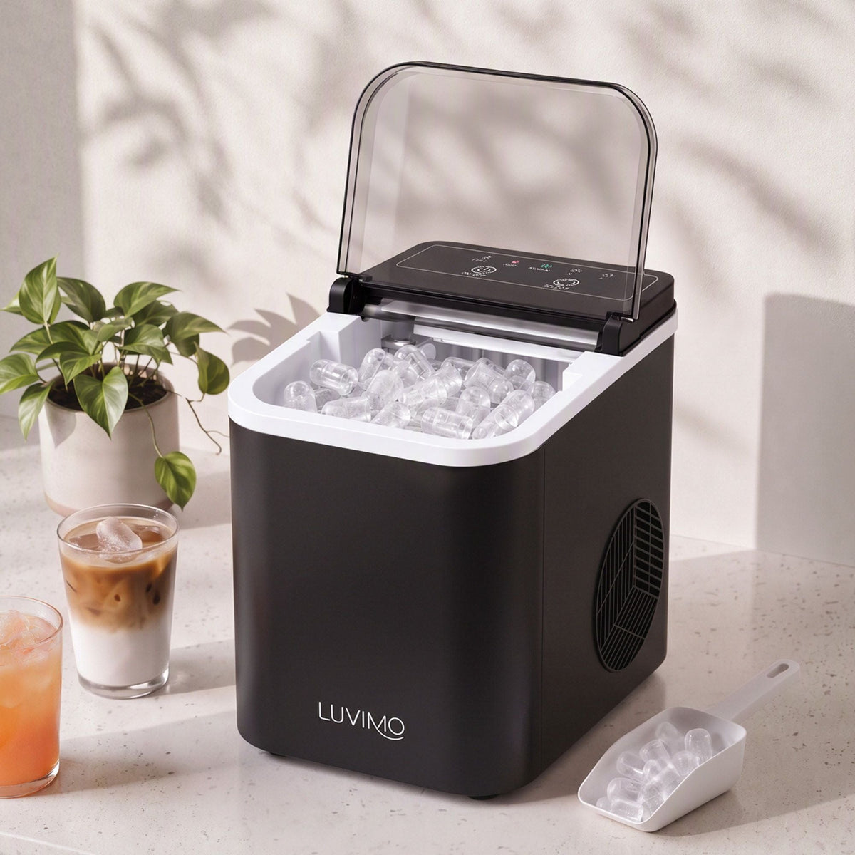 12kg Countertop Ice Maker Machine with Full Open Cover for Deep Cleaning - Black - Appliances > Kitchen Appliances > Ice Makers - Rivercity House & Home Co. (ABN 18 642 972 209) - Affordable Modern Furniture Australia