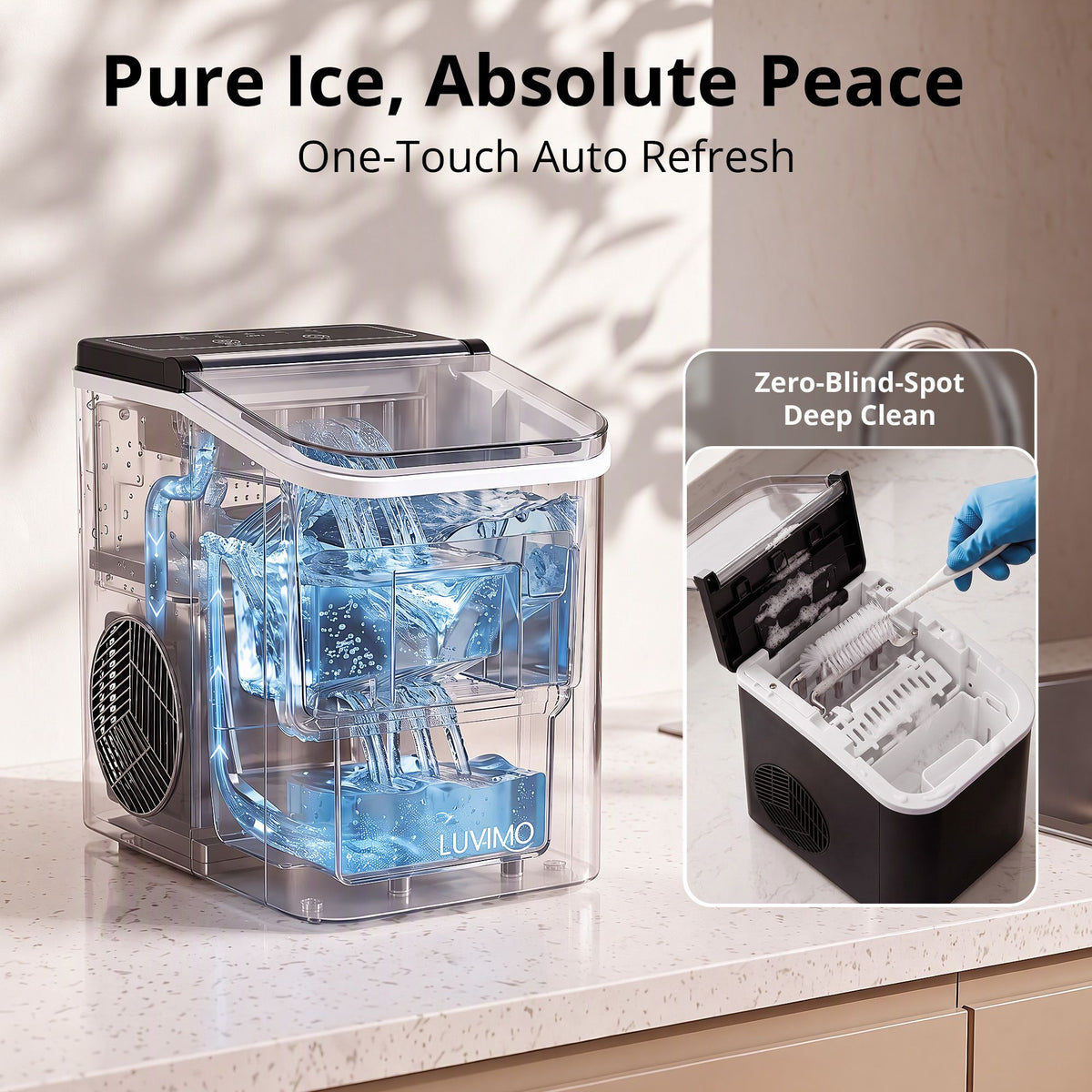 12kg Countertop Ice Maker Machine with Full Open Cover for Deep Cleaning - Black - Appliances > Kitchen Appliances > Ice Makers - Rivercity House & Home Co. (ABN 18 642 972 209) - Affordable Modern Furniture Australia