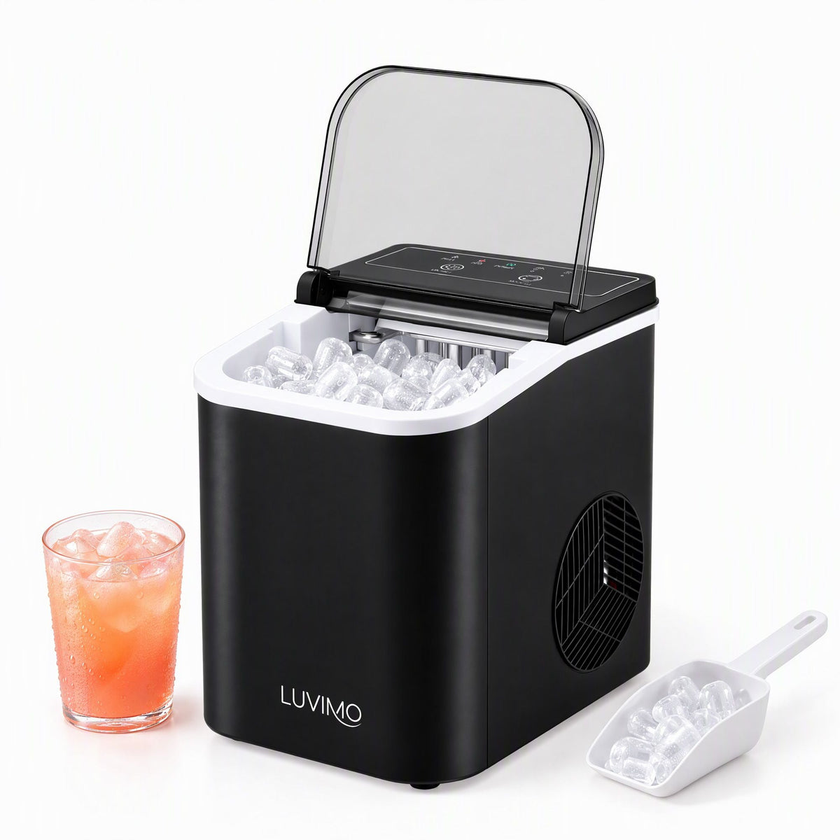 12kg Countertop Ice Maker Machine with Full Open Cover for Deep Cleaning - Black - Appliances > Kitchen Appliances > Ice Makers - Rivercity House & Home Co. (ABN 18 642 972 209) - Affordable Modern Furniture Australia