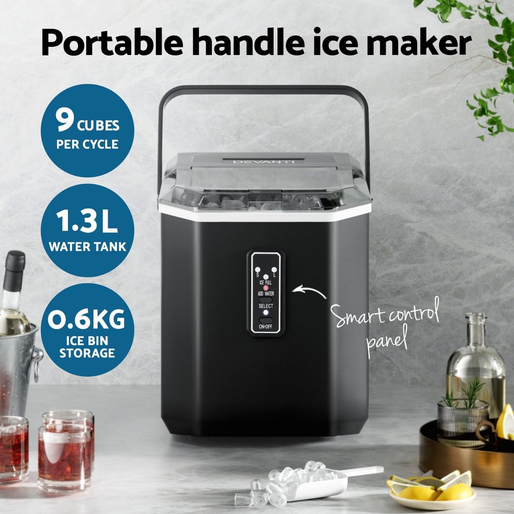 12kg Ice Maker Machine 1.3L w/Scoop Holder Black - Appliances > Kitchen Appliances > Ice Makers - Rivercity House & Home Co. (ABN 18 642 972 209) - Affordable Modern Furniture Australia
