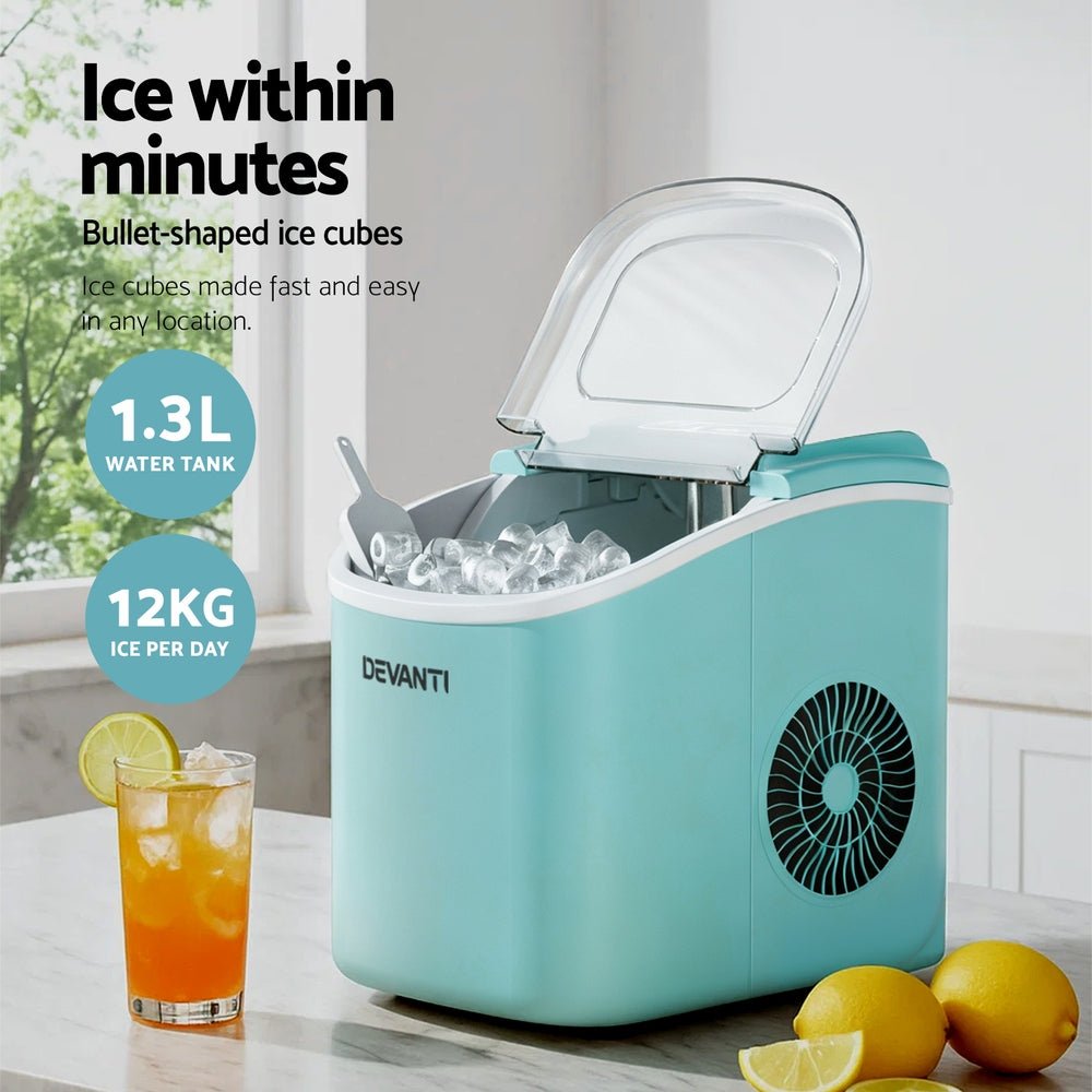 12kg Ice Maker Machine w/Self Cleaning Green - Appliances > Kitchen Appliances > Ice Makers - Rivercity House & Home Co. (ABN 18 642 972 209) - Affordable Modern Furniture Australia
