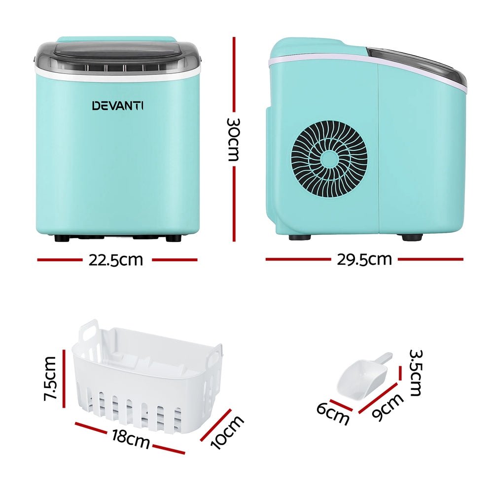 12kg Ice Maker Machine w/Self Cleaning Green - Appliances > Kitchen Appliances > Ice Makers - Rivercity House & Home Co. (ABN 18 642 972 209) - Affordable Modern Furniture Australia