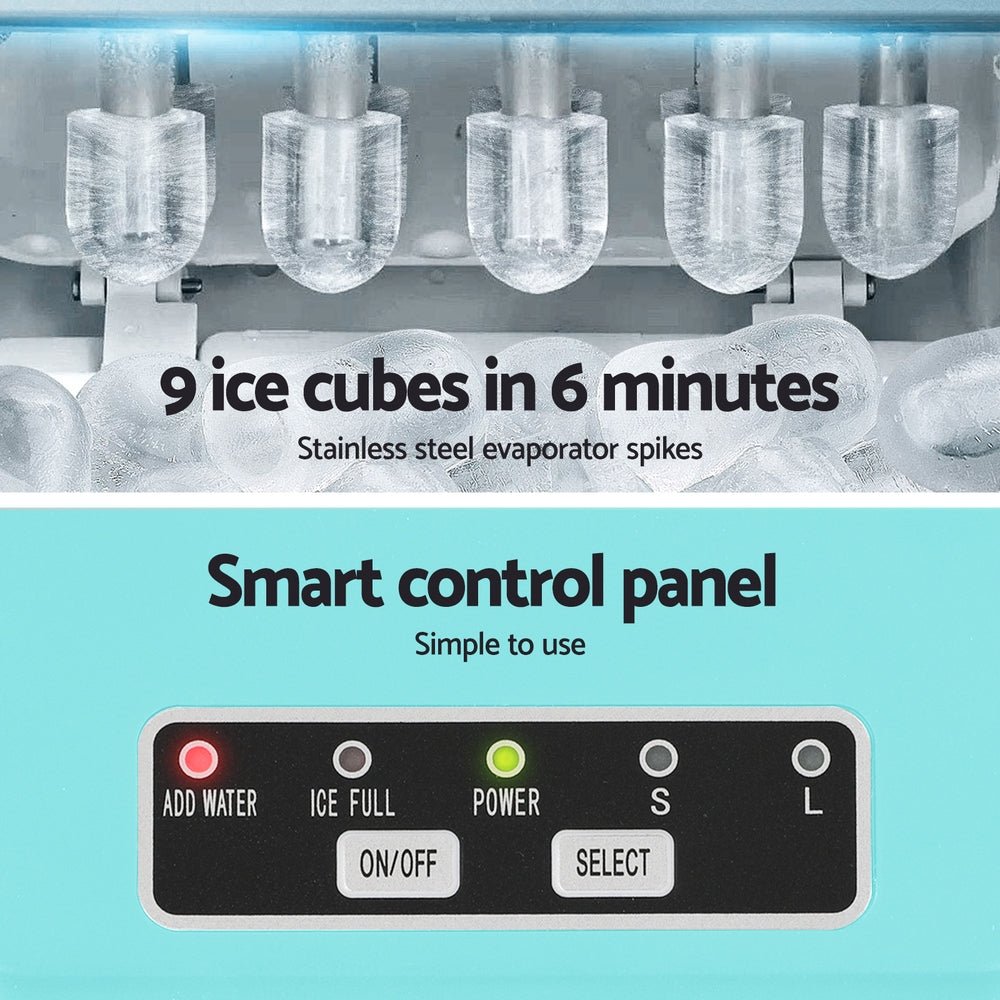 12kg Ice Maker Machine w/Self Cleaning Green - Appliances > Kitchen Appliances > Ice Makers - Rivercity House & Home Co. (ABN 18 642 972 209) - Affordable Modern Furniture Australia