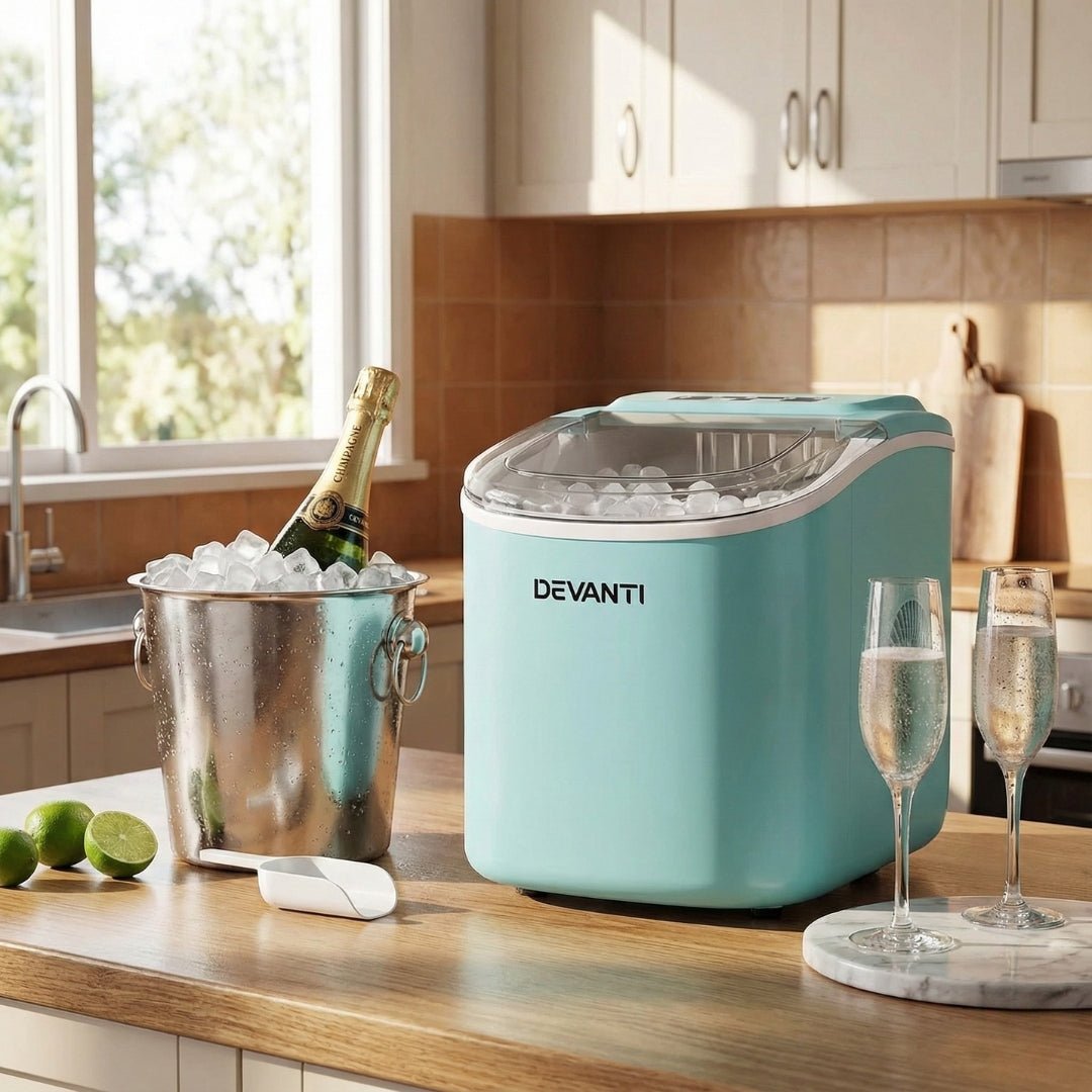 12kg Ice Maker Machine w/Self Cleaning Green - Appliances > Kitchen Appliances > Ice Makers - Rivercity House & Home Co. (ABN 18 642 972 209) - Affordable Modern Furniture Australia