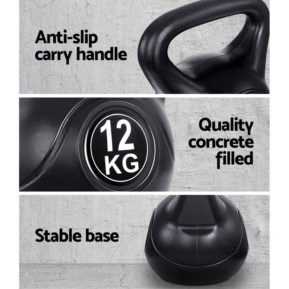 12kg Kettlebell Weight Lifting Dumbbell for Gym Home Use - Black - Sports & Fitness > Exercise, Gym & Fitness > Weightlifting Machines & Racks - Rivercity House & Home Co. (ABN 18 642 972 209) - Affordable Modern Furniture Australia