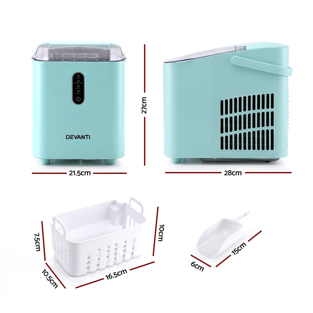 12KG Portable Bullet Ice Maker Machine - Green - Appliances > Kitchen Appliances > Ice Makers - Rivercity House & Home Co. (ABN 18 642 972 209) - Affordable Modern Furniture Australia