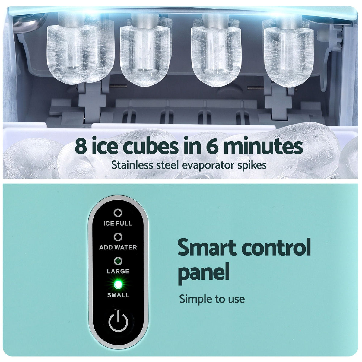 12KG Portable Bullet Ice Maker Machine - Green - Appliances > Kitchen Appliances > Ice Makers - Rivercity House & Home Co. (ABN 18 642 972 209) - Affordable Modern Furniture Australia