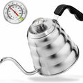 1.2L Gooseneck Coffee Kettle with Thermometer - Silver and Matt Black