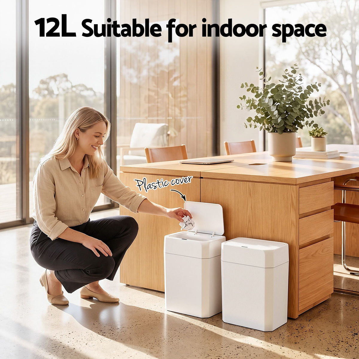 12L Motion Sensor Automatic Touchless Rubbish Bin 2-Pack - White - Home & Garden > Kitchen Bins > Automatic Bins - Rivercity House & Home Co. (ABN 18 642 972 209) - Affordable Modern Furniture Australia