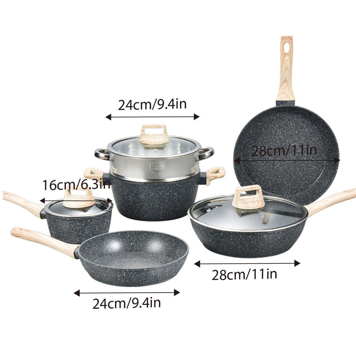 12pcs Nonstick Stone Coated Cookware Set with Frying Pans Steamer and Soup Pots - Appliances > Kitchen Appliances > Cooktops & Stoves - Rivercity House & Home Co. (ABN 18 642 972 209) - Affordable Modern Furniture Australia