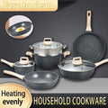 12pcs Nonstick Maifan Stone Cookware Set with Frying Pans, Steamer & Soup Pots - Black