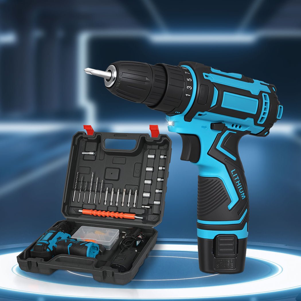 12V Cordless Drill Driver Kit 2.0Ah 74 - Piece Set - Blue - Rivercity House & Home Co. (ABN 18 642 972 209) - Affordable Modern Furniture Australia