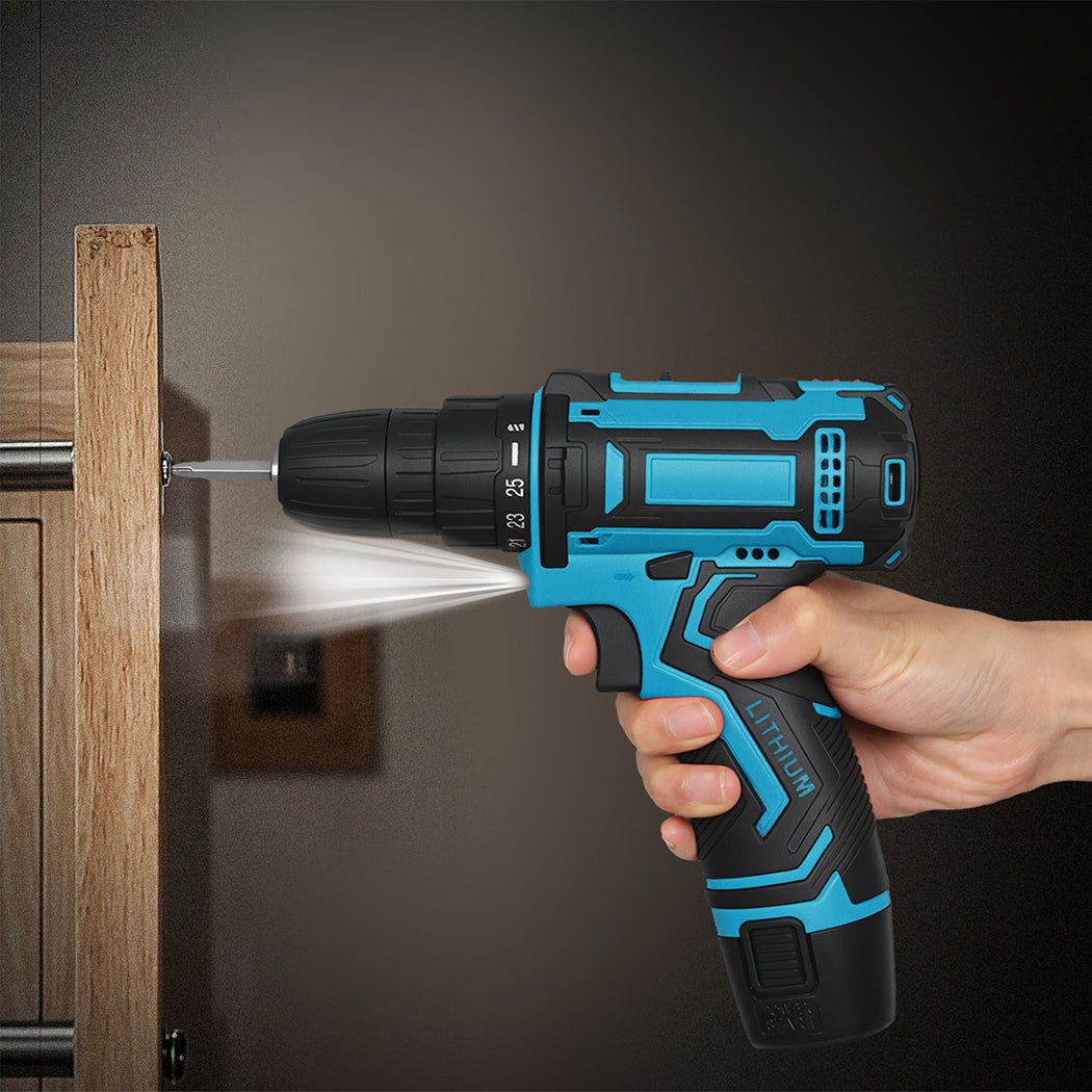 12V Cordless Drill Driver Kit 2.0Ah 74 - Piece Set - Blue - Rivercity House & Home Co. (ABN 18 642 972 209) - Affordable Modern Furniture Australia