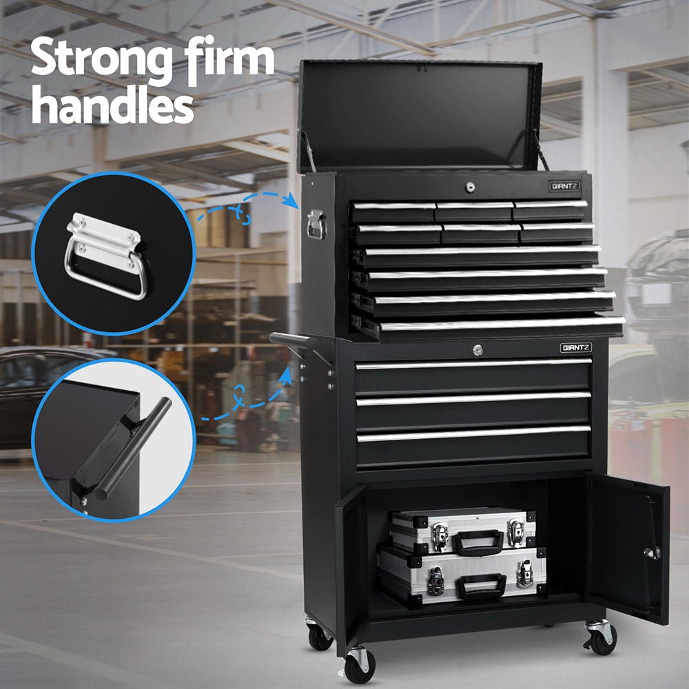 13 Drawer Tool Box Cabinet Chest Toolbox Storage Garage Organiser Black - Tools > Tools Storage > Tool Boxes - Rivercity House & Home Co. (ABN 18 642 972 209) - Affordable Modern Furniture Australia
